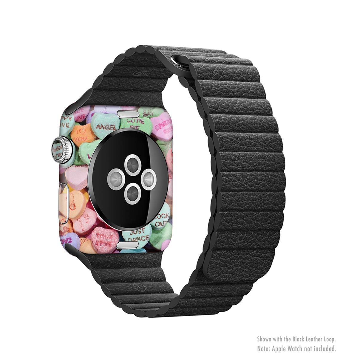 The Candy Worded Hearts Full-Body Skin Kit for the Apple Watch