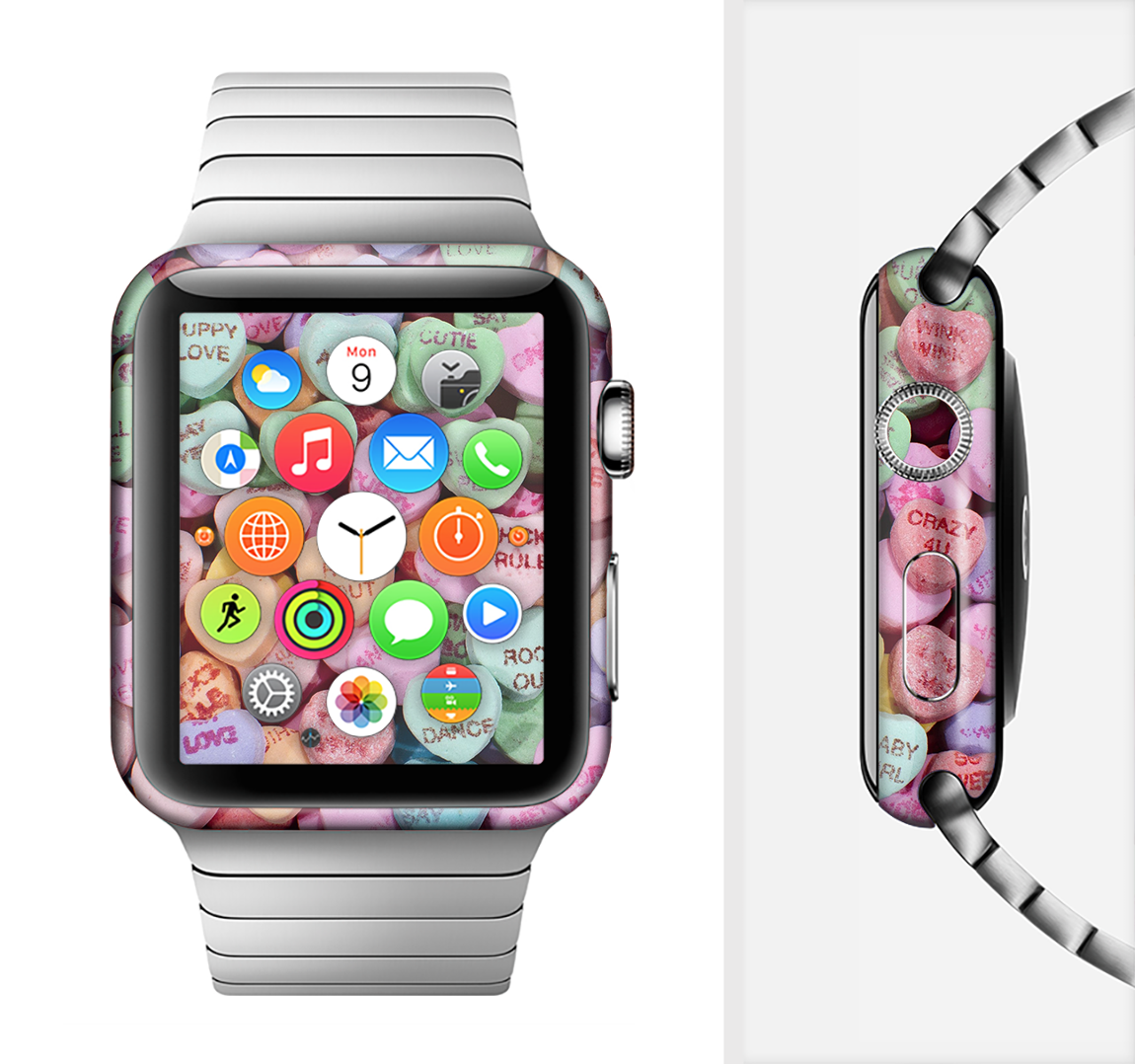 The Candy Worded Hearts Full-Body Skin Kit for the Apple Watch