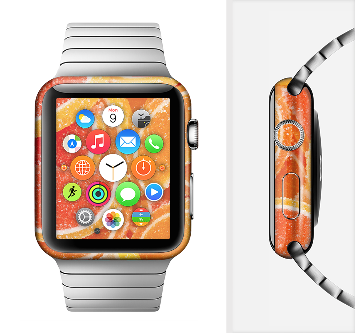 The Orange Candy Slices Full-Body Skin Kit for the Apple Watch