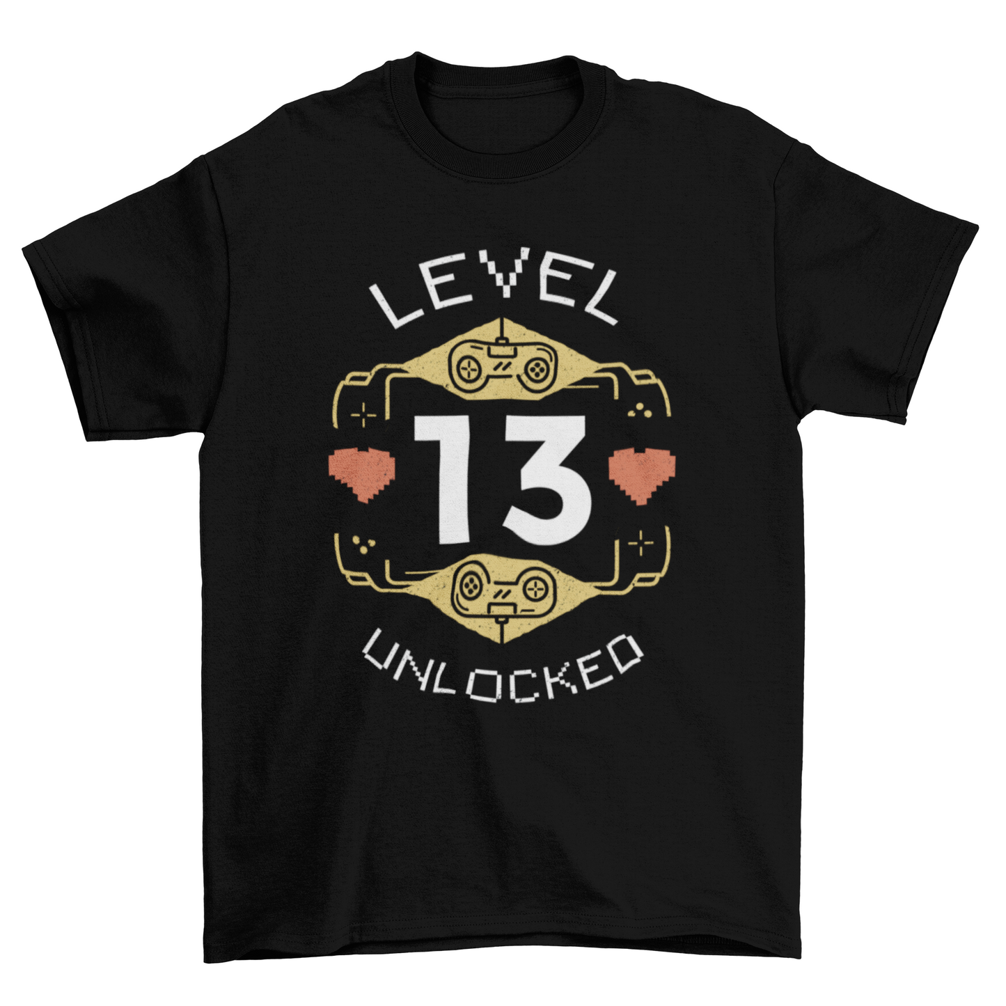 Cool gaming retro Level unlocked with joysticks and hearts t-shirt
