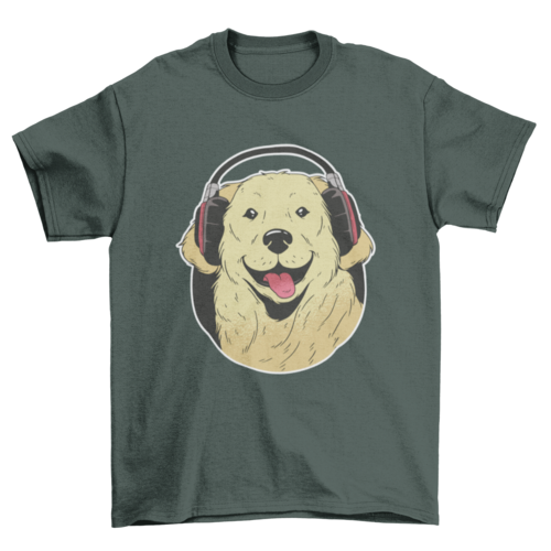Headphone Golden Retriever T-shirt