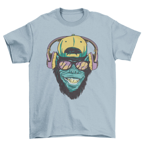 Monkey with headphones t-shirt