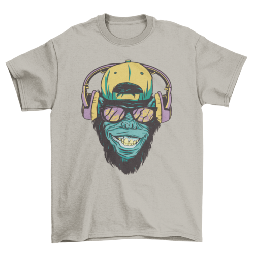 Monkey with headphones t-shirt
