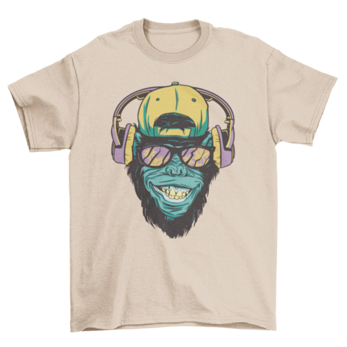 Monkey with headphones t-shirt