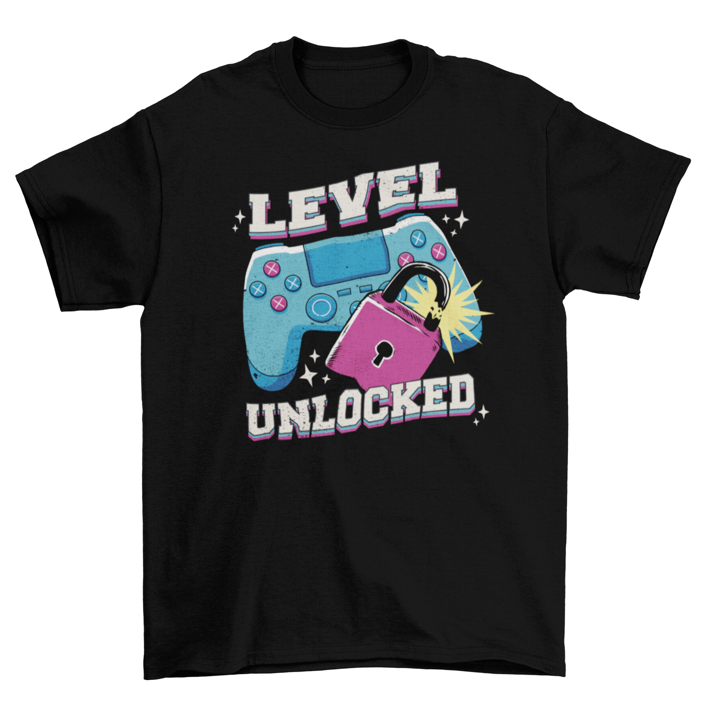 Fun Hobby Retro joystick Gaming Game gamer lock quote "Level unlocked"