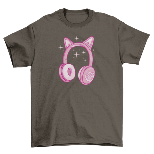 Cute cat ears headphones t-shirt design