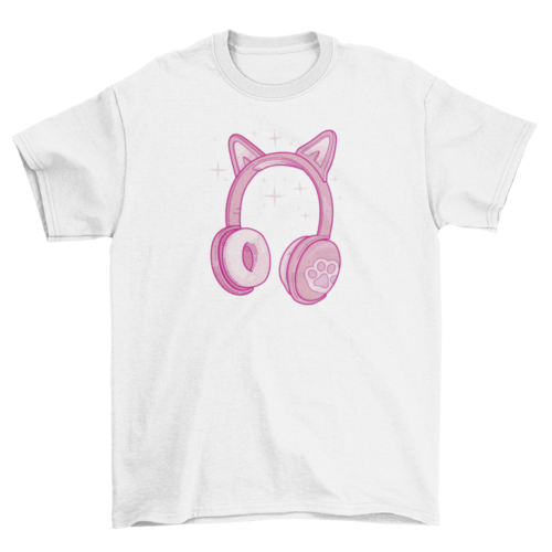 Cute cat ears headphones t-shirt design