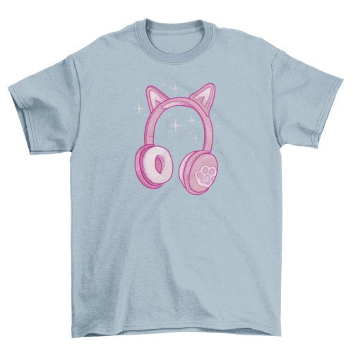 Cute cat ears headphones t-shirt design