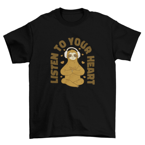 Sloth with headphones t-shirt design