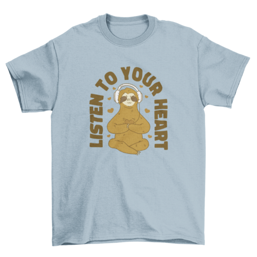 Sloth with headphones t-shirt design