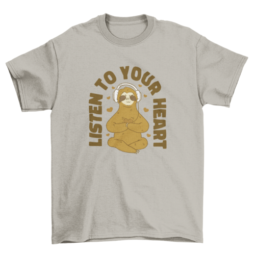 Sloth with headphones t-shirt design