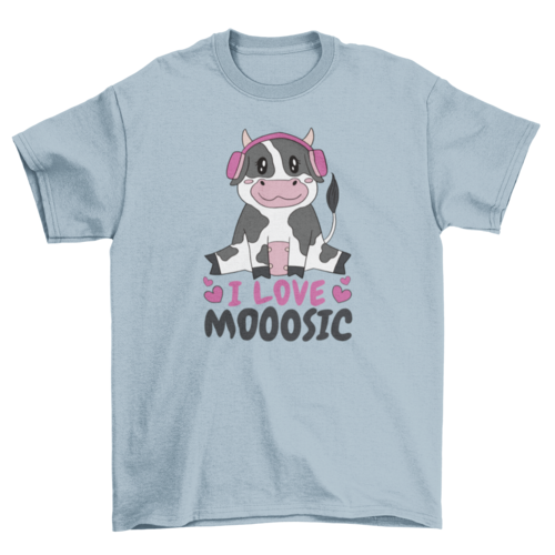 Cow animal with headphones t-shirt