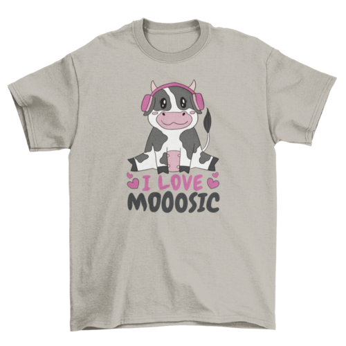 Cow animal with headphones t-shirt