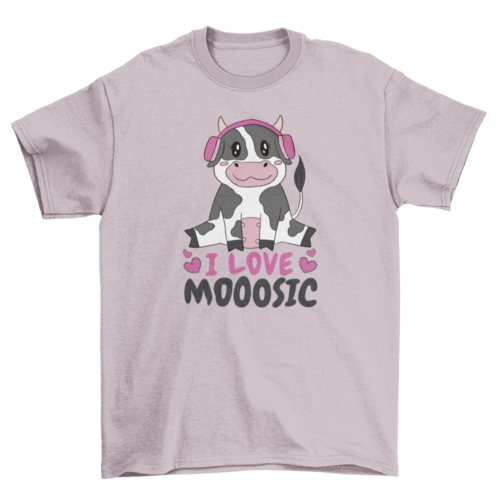 Cow animal with headphones t-shirt