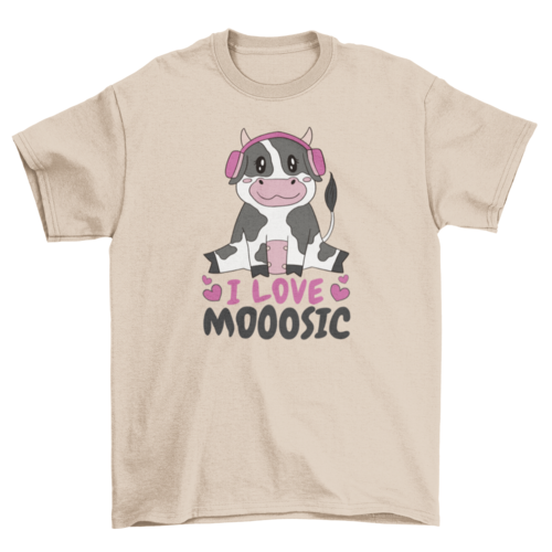 Cow animal with headphones t-shirt