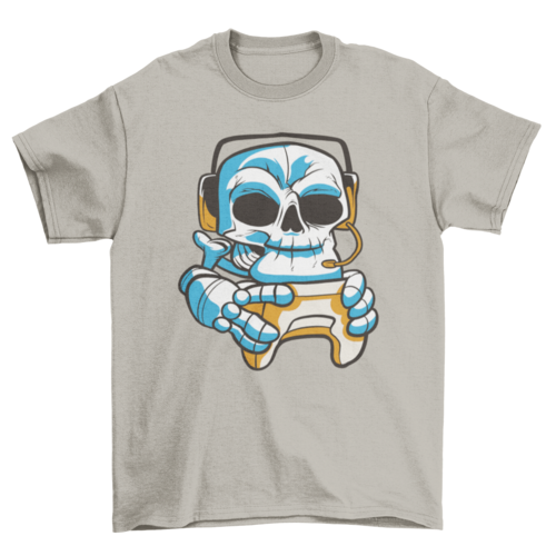 Skull gamer with joystick t-shirt