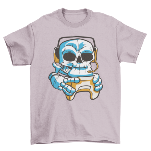 Skull gamer with joystick t-shirt
