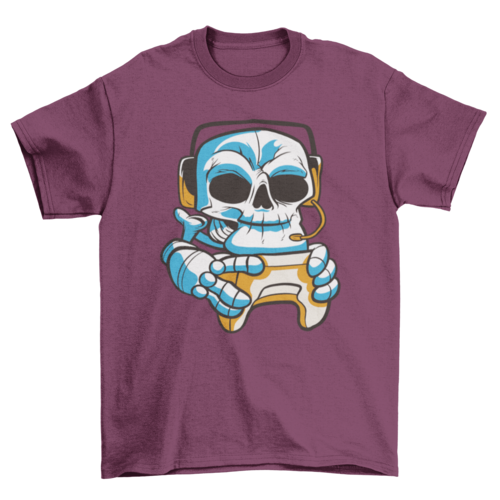 Skull gamer with joystick t-shirt