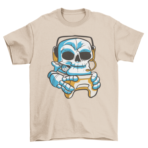 Skull gamer with joystick t-shirt