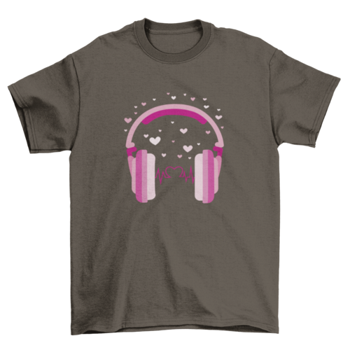 Valentine's day headphones t-shirt