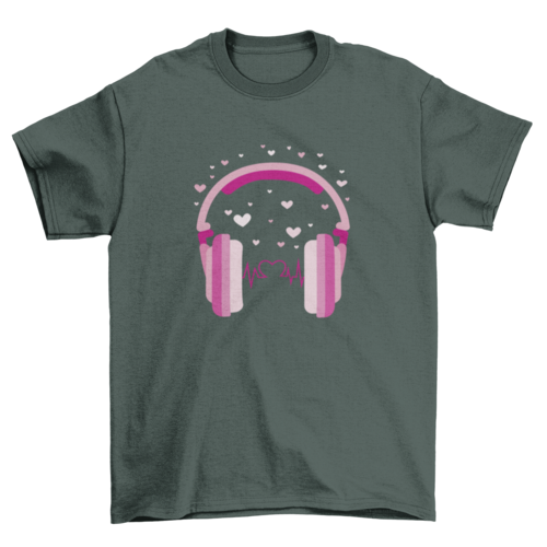 Valentine's day headphones t-shirt