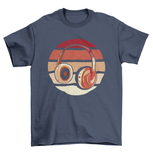 Headphones retro sunset t-shirt design