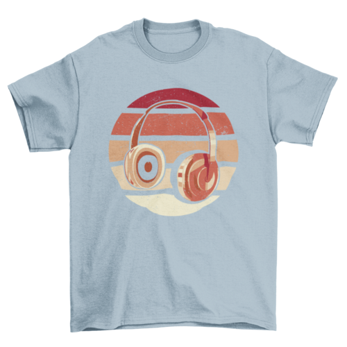 Headphones retro sunset t-shirt design