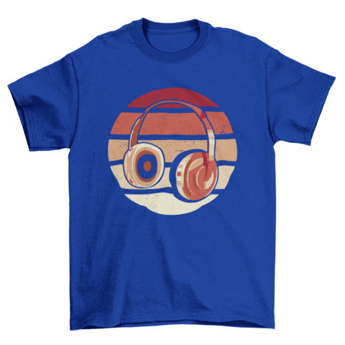 Headphones retro sunset t-shirt design
