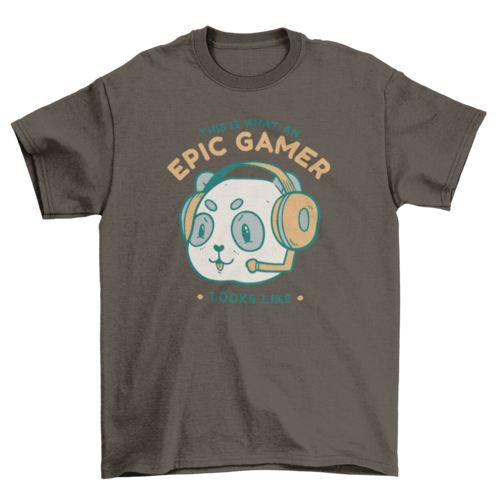 Panda bear gamer with headphones t-shirt