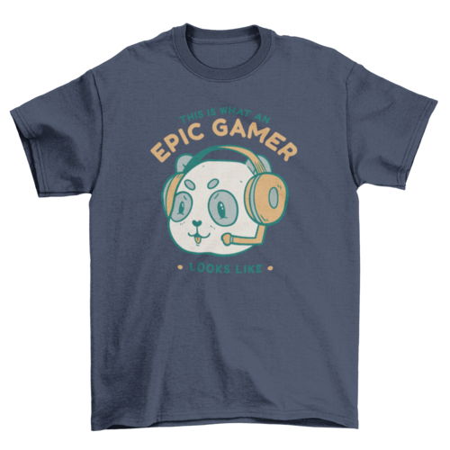 Panda bear gamer with headphones t-shirt