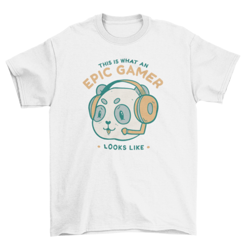 Panda bear gamer with headphones t-shirt