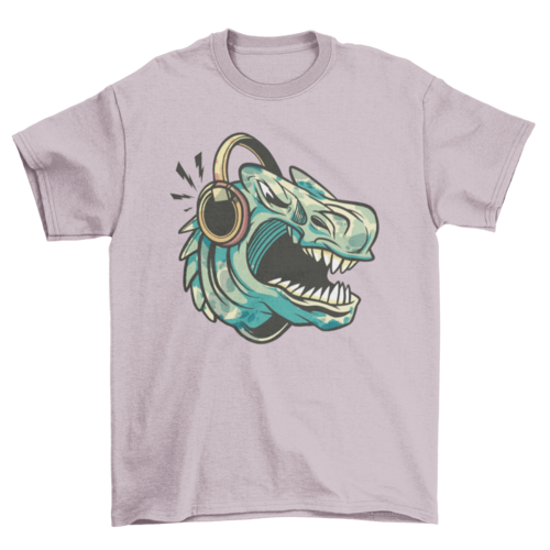 Angry dino listening to music t-shirt