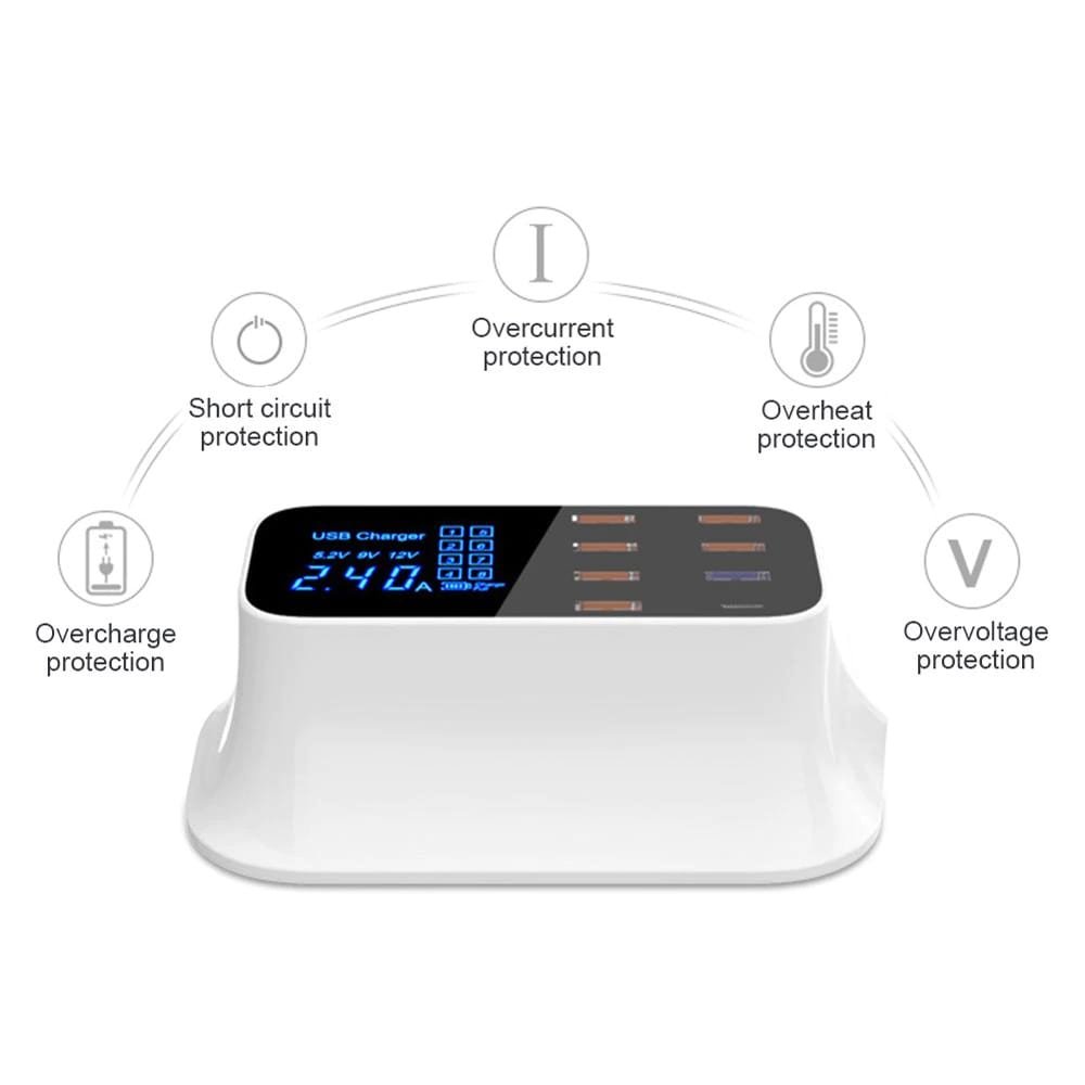 8-Port USB & Type-C Smart Charging Station with LCD Display