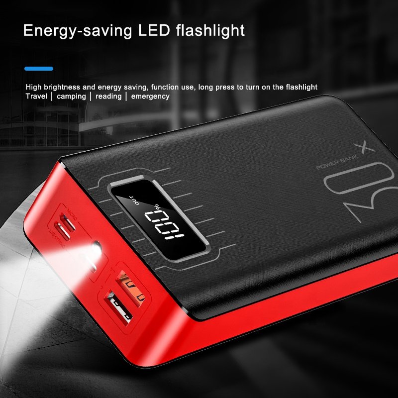 20,000mAh Power Bank | Dual USB Fast Charger & LED Light