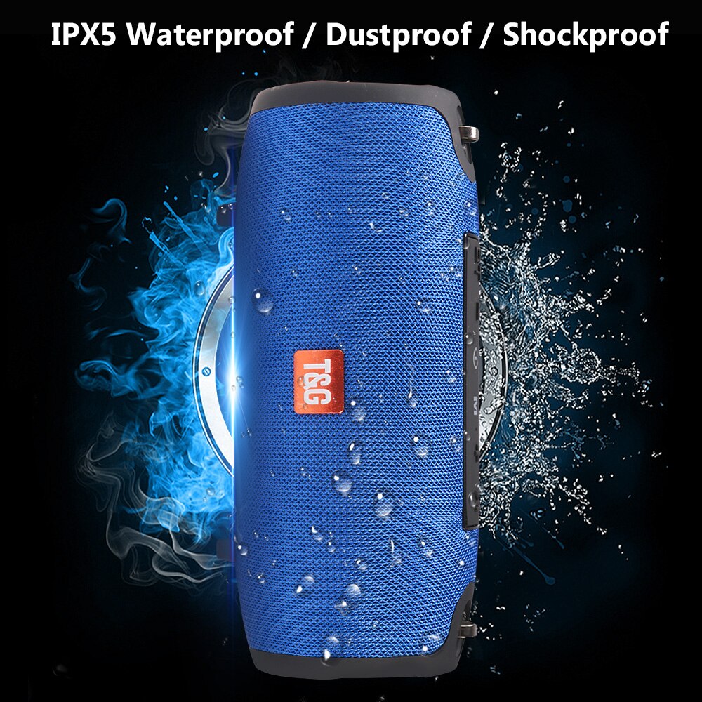 Large Waterproof Bluetooth Speaker – Strap, 360° Sound, Powerful Bass Boost & FM