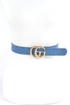 Plus Size Denim Logo Buckle Belt