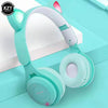 Foldable Luminous Headphones Wireless Bluetooth 5.0 Cute Cat Ear Headset with Mic Stereo Music Sport Earphone Support TF Card