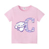 Cinnamon Roll Children's T-shirt A-Z Letter Cartoon Fashion Girl Clothing Anime Children's Short Sleeved Loose Clothing Gift