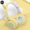 Foldable Luminous Headphones Wireless Bluetooth 5.0 Cute Cat Ear Headset with Mic Stereo Music Sport Earphone Support TF Card