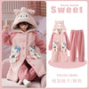 Hellokitty Anime Cinnamoroll Kuromi Parent-Child New Plush Pajamas Autumn Winter Kawaii Girl Kids Warm Bathrobe Homewear