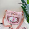 Sanrio Children's Cartoon Plush Cinnamoroll Melody Kuromi Hello Kitty Shoulder Bag Transparent Cute Doll Pendant Crossbody Bag