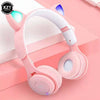 Foldable Luminous Headphones Wireless Bluetooth 5.0 Cute Cat Ear Headset with Mic Stereo Music Sport Earphone Support TF Card