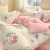 Sanrio Cinnamoroll Kuromi HelloKitty Melody Cotton Three-piece Cartoon Cute Quilt Cover Pillowcase Sheets Four-piece Bedding Set