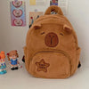 Kawaii Capybara Plush Backpack for Women Versatile Cartoon Funny