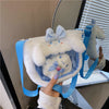 Sanrio Children's Cartoon Plush Cinnamoroll Melody Kuromi Hello Kitty Shoulder Bag Transparent Cute Doll Pendant Crossbody Bag