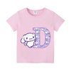 Cinnamon Roll Children's T-shirt A-Z Letter Cartoon Fashion Girl Clothing Anime Children's Short Sleeved Loose Clothing Gift