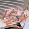 Sanrio Children's Cartoon Plush Cinnamoroll Melody Kuromi Hello Kitty Shoulder Bag Transparent Cute Doll Pendant Crossbody Bag