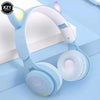 Foldable Luminous Headphones Wireless Bluetooth 5.0 Cute Cat Ear Headset with Mic Stereo Music Sport Earphone Support TF Card