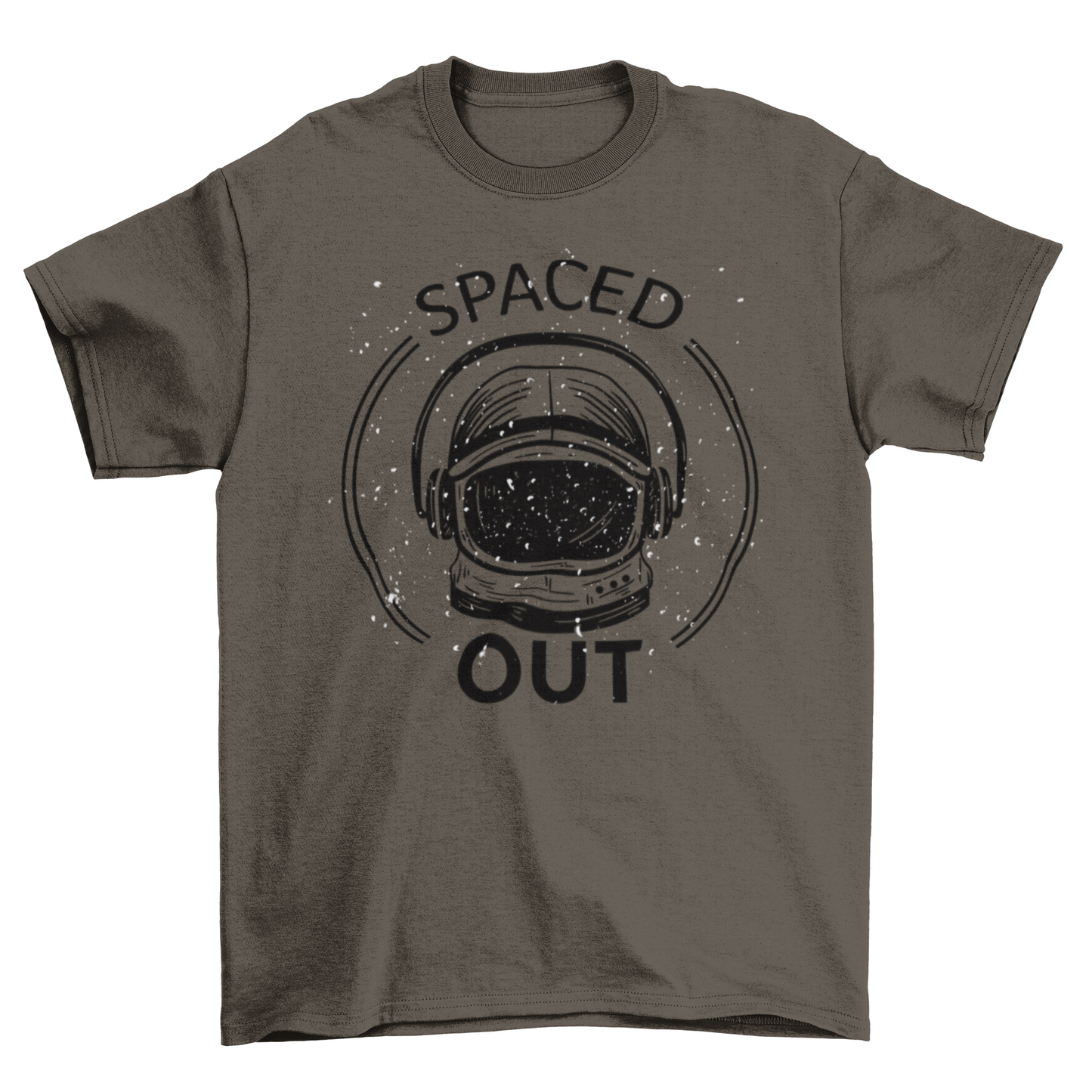 Cool Hand Drawn Astronaut Helmet Headphones Cartoon Joke Quote "Spaced