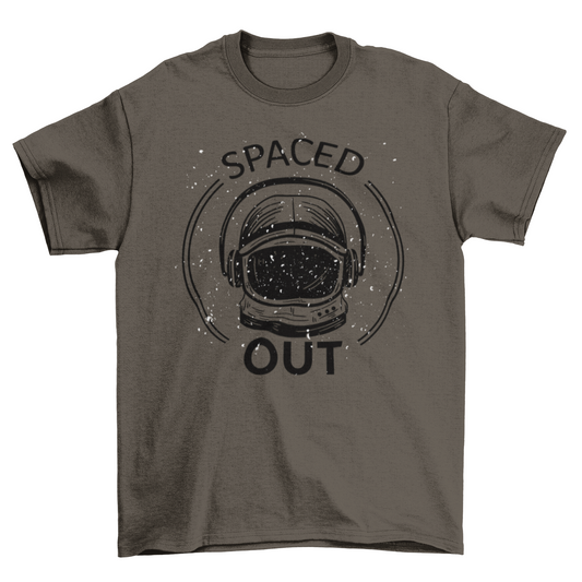 Cool Hand Drawn Astronaut Helmet Headphones Cartoon Joke Quote "Spaced